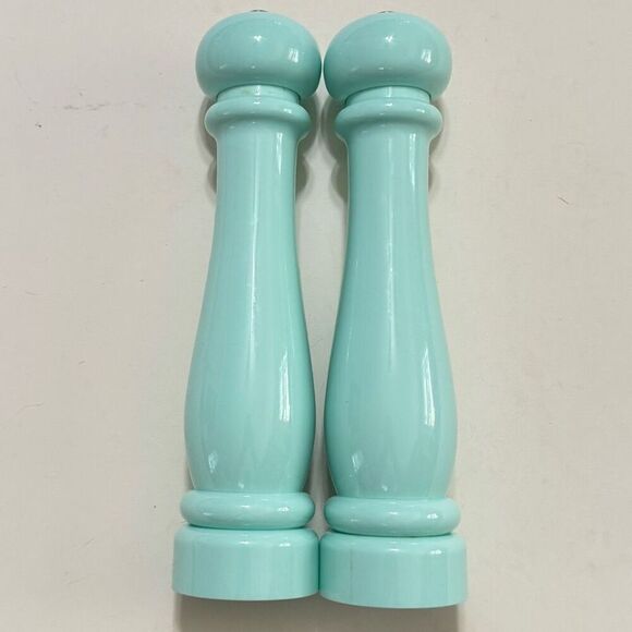 Electric Turquoise Pepper & Salt Mills 12” Tall Light Weight Plastic Set Of 2 - Picture 9 of 10